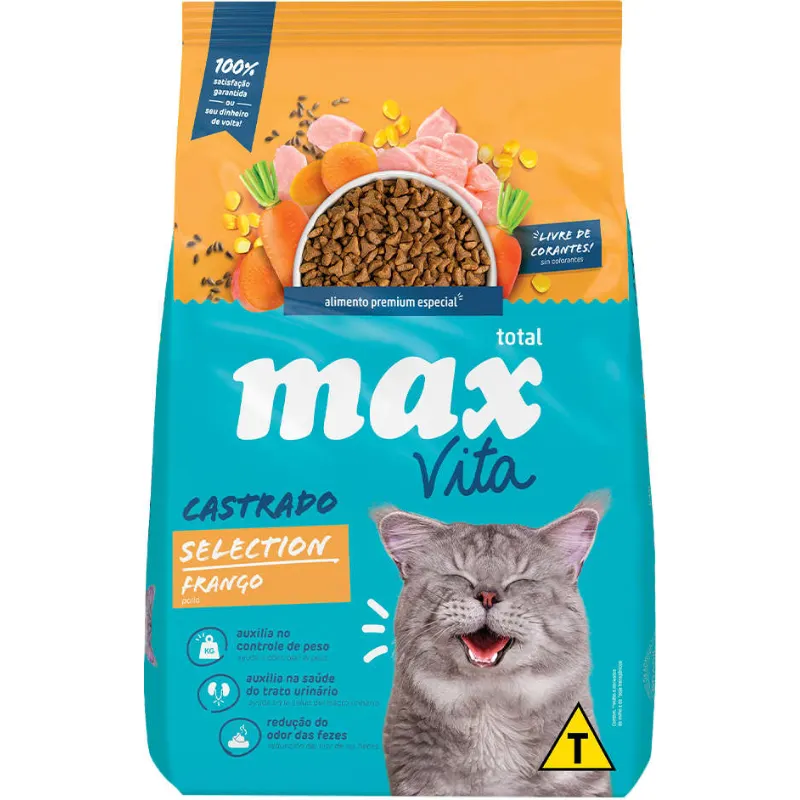 Ração Max Cat Vita Selection Frango Gatos Castrados 20 Kg