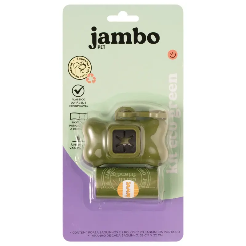 Kit Jambo Porta Saco Bio Eco Green 2 Rolos