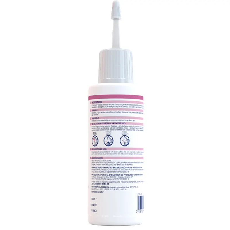 Limpador Auricular Virbac Phisioderm para Cães e Gatos 100 ml
