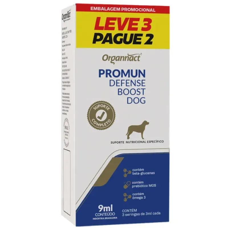 Suplemento Promun Defense Boost Dog Organnact Leve 3 Pague 2