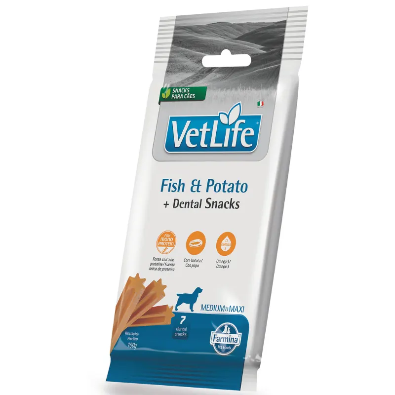 Petisco Vet Life para Peixe e Batata para Cães Adultos Médio Grande 100 g