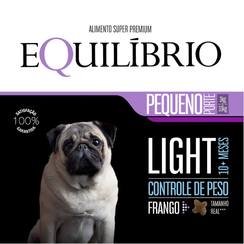 Ração Equilíbrio Light para Cães de Pequeno Porte Sabor Frango 7,5 Kg