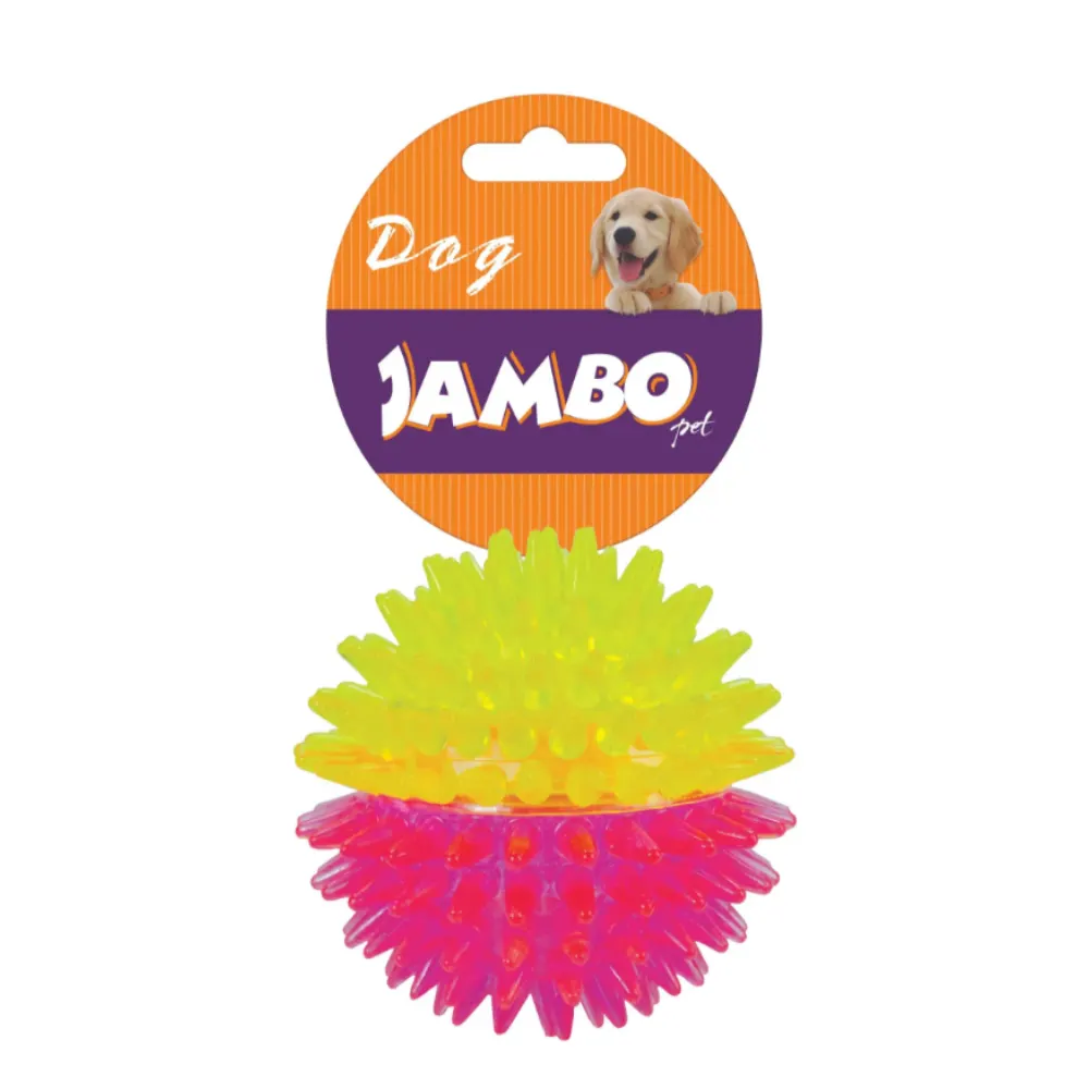 Brinquedo Caes Jambo Bola Tpr Media Dual Rosa e Amarelo