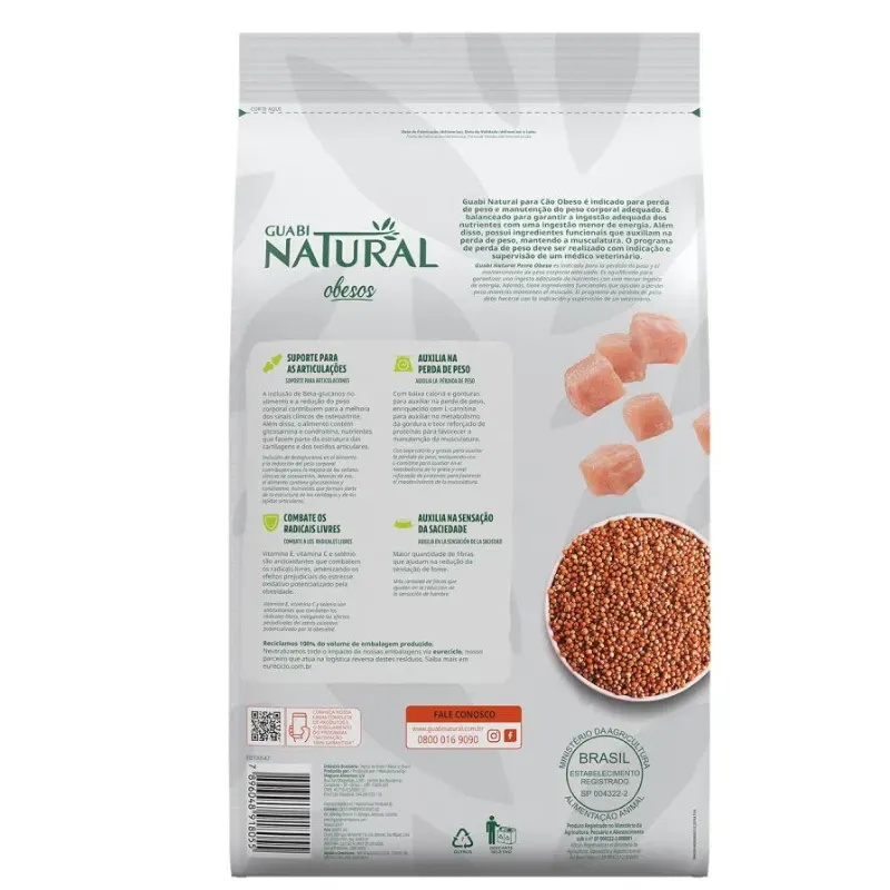 Ração Guabi Natural Cães Obesos Porte Médio Grande