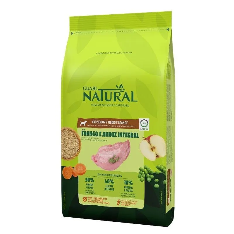 Ração Guabi Natural Cão Sênior Médio Gde Frango e Arroz 12kg