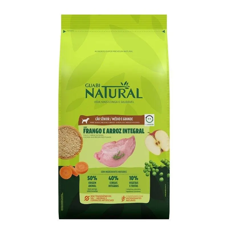 Ração Guabi Natural Cão Sênior Médio Gde Frango e Arroz 12kg