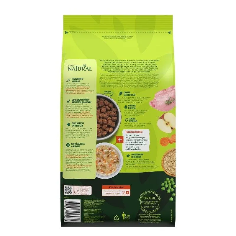 Ração Guabi Natural Cão Sênior Médio Gde Frango e Arroz 12kg