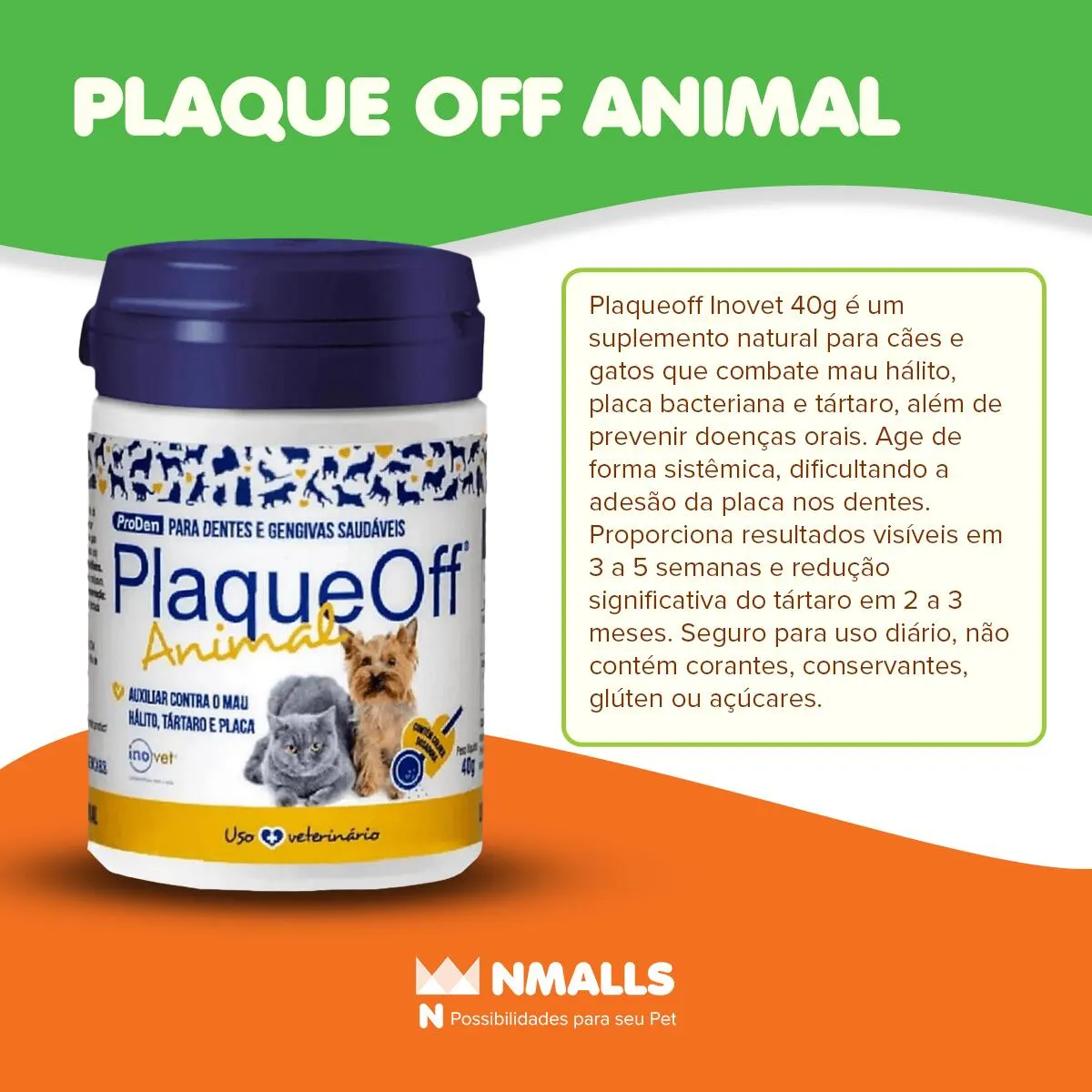 Plaqueoff Inovet 40 g com Colher Dosadora