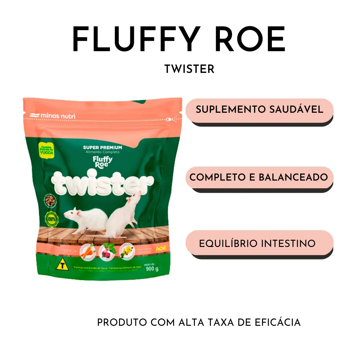 Fluffy Roe Twister 900g- Nutri Minas