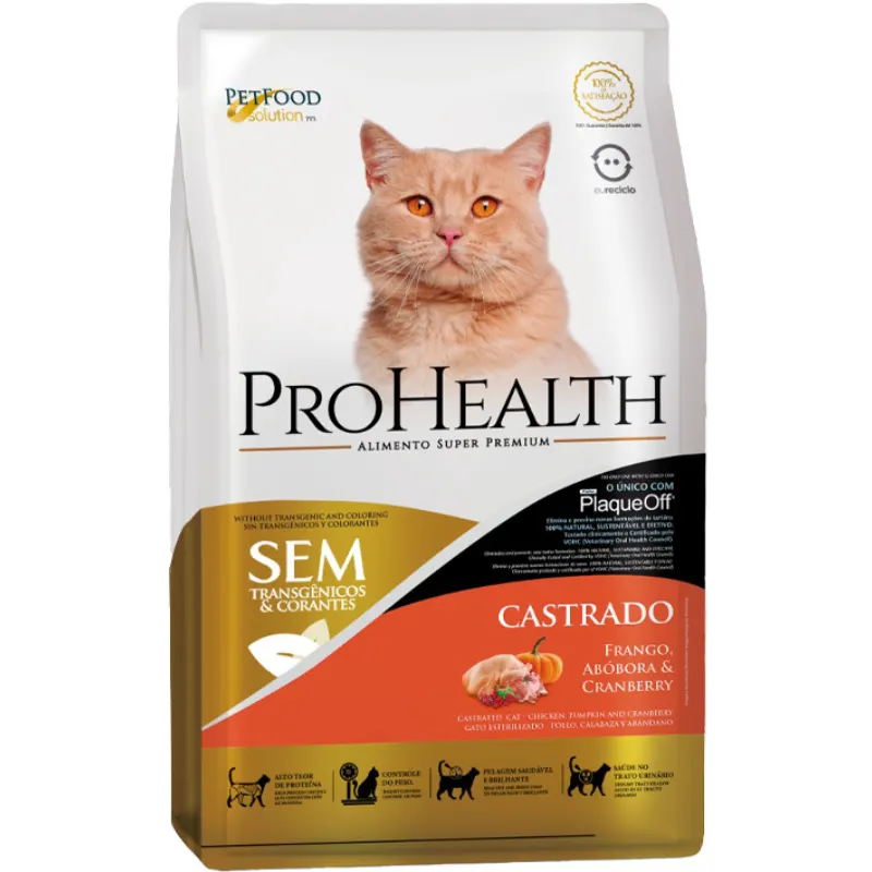 Ração ProHealth para Gatos Adultos Castrados sabor Frango