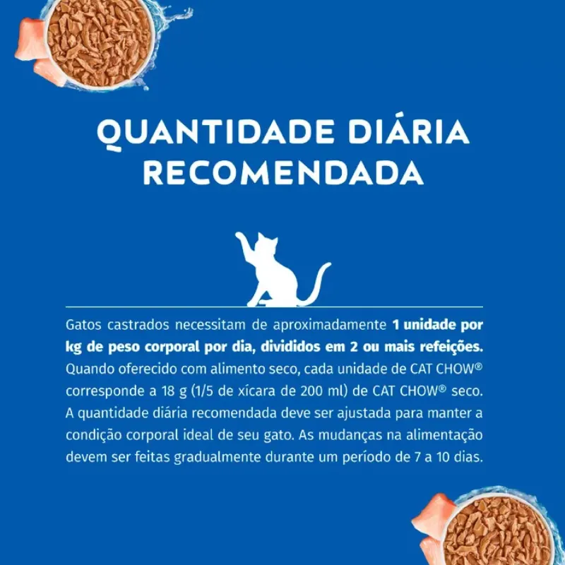 Cat Chow Sachê para Gatos Adultos Castrados Sabor Peixe 85 g