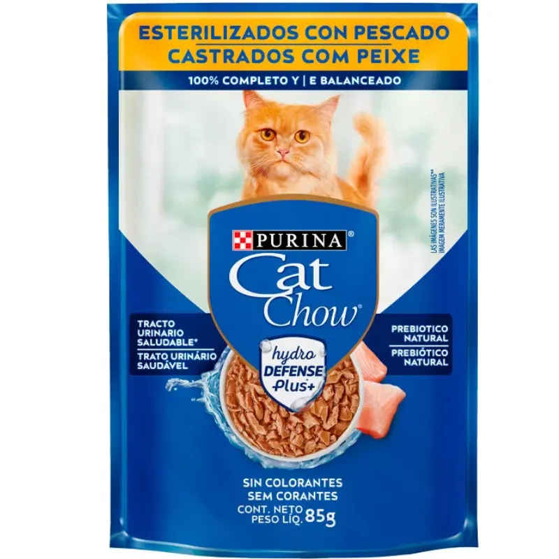Cat Chow Sachê para Gatos Adultos Castrados Sabor Peixe 85 g