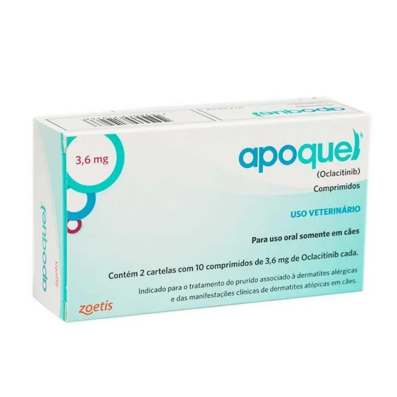Apoquel Zoetis 3,6mg Anti Coceira Cães Com 20 Comprimidos