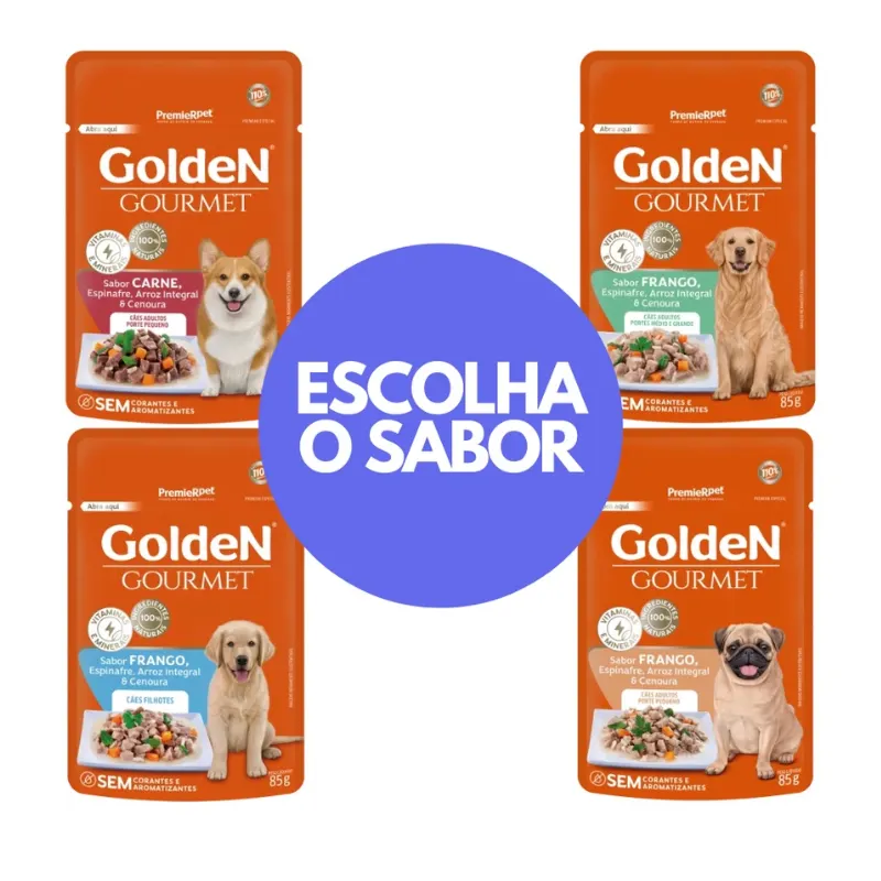 Ração Úmida Golden Gourmet Cães Adultos Peq/Carne 85g