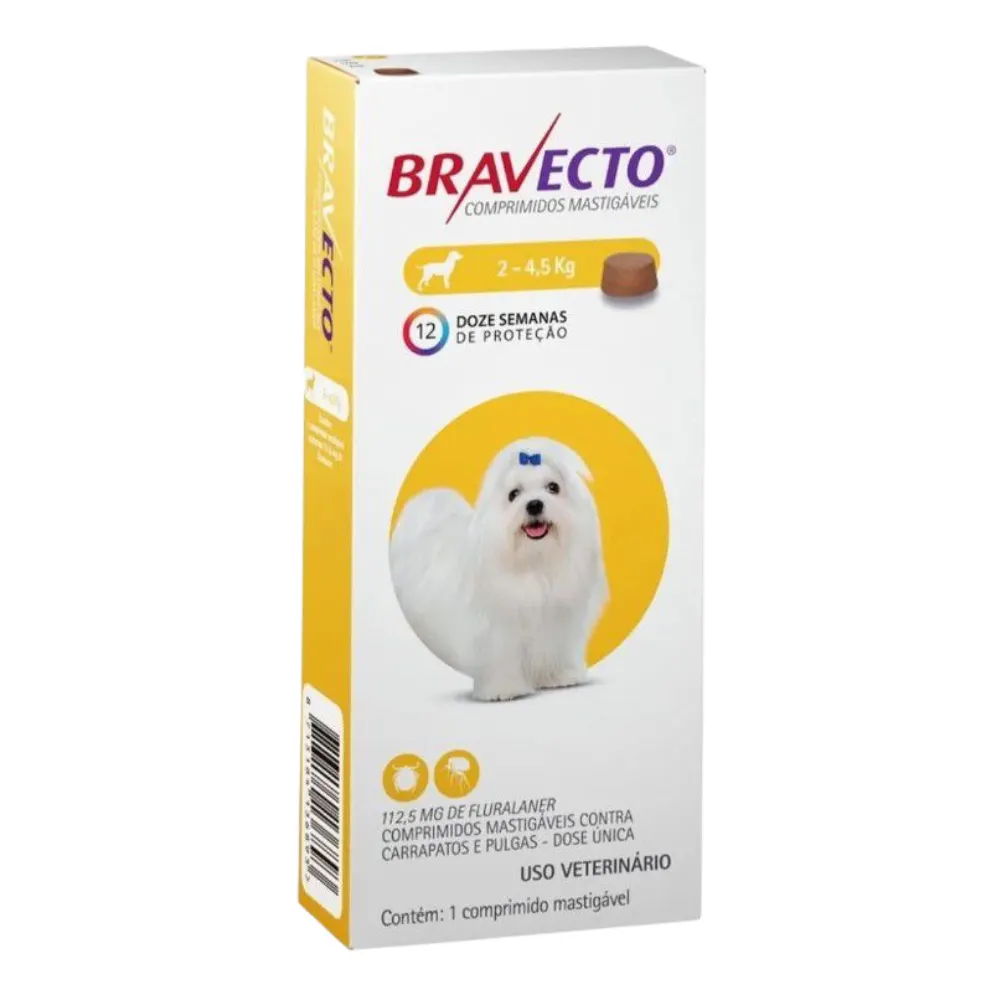 Bravecto 112,5mg  Antipulgas e Carrapatos para Cães de 2 a 4,5kg