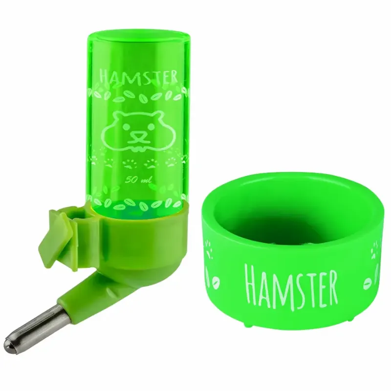 Kit Bebedouro e Comedouro Hamster N.3 Verde