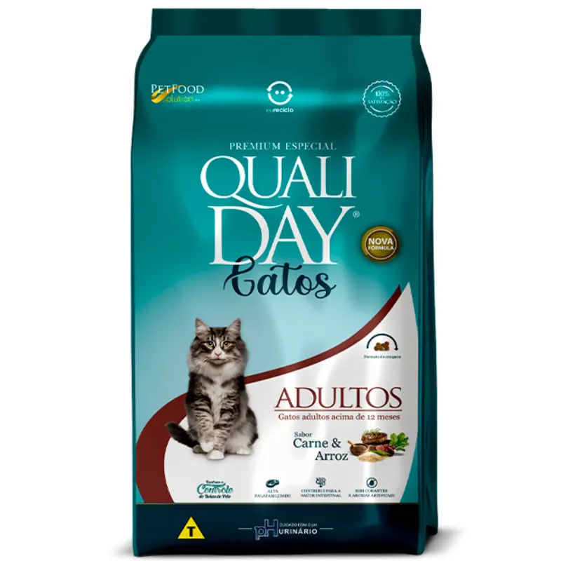 Ração Qualiday para Gatos Adultos Sabor Carne 2,5 kg