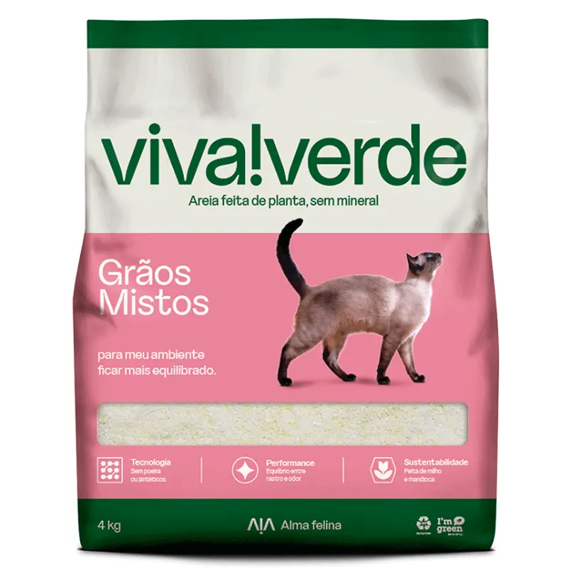 Areia Higiênica para Gatos Viva Verde Grãos Mistos 4 kg