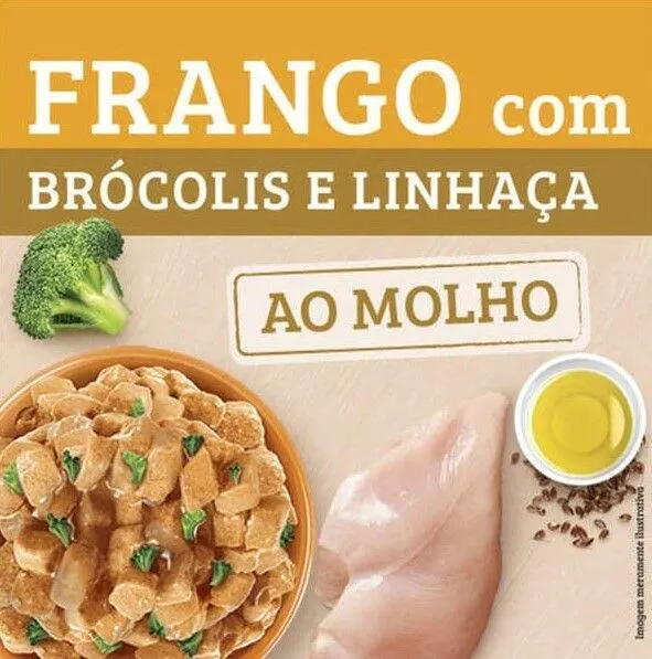 Ração Úmida Kelcat Sachê Frango, Brócolis e Linhaça 85g