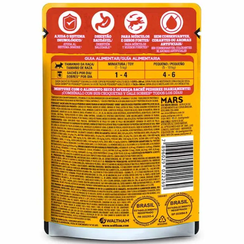 Pedigree Sachê Frango Molho Cães Adultos Raças Pequenas 100g
