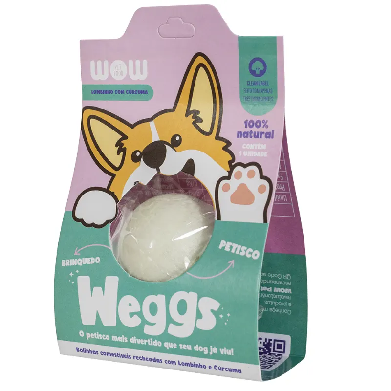 Petisco Natural Wow para cães Weggs Sabor Lombinho Com Cúrcuma 1un