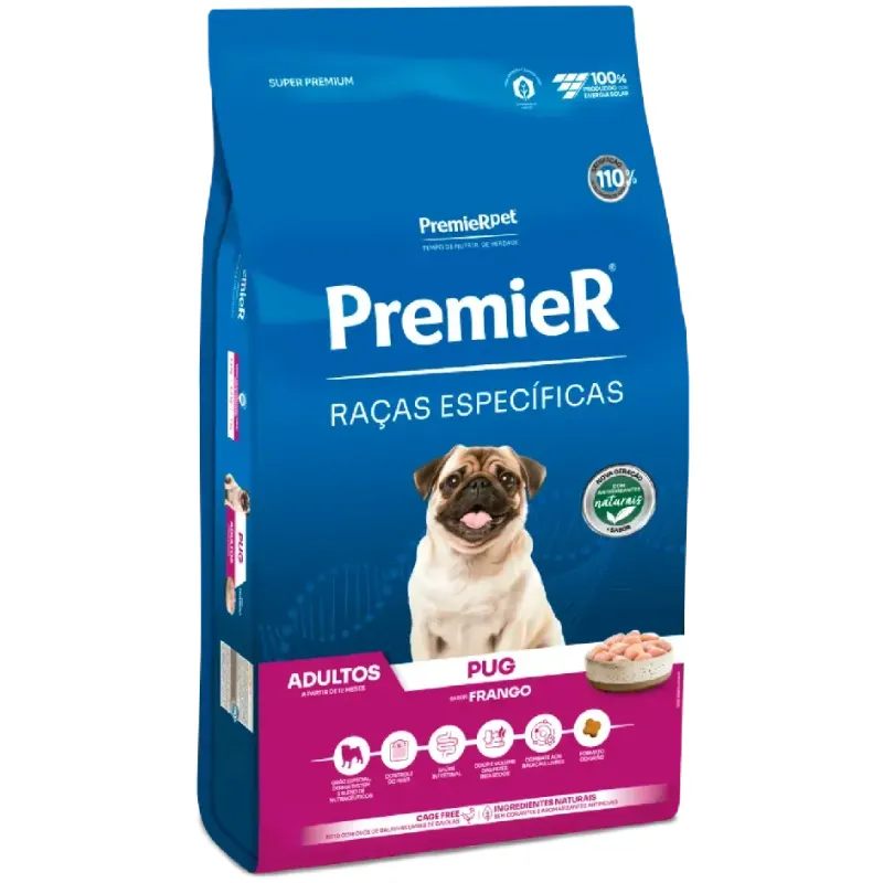 Ração Premier Raças Específicas Pug para Cães Adultos Sabor Frango 7,5 Kg