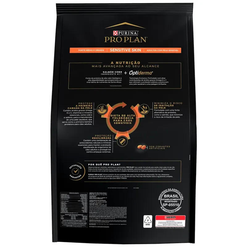 Ração Pro Plan Sensitive Skin para Cães Médio Grande 15 Kg