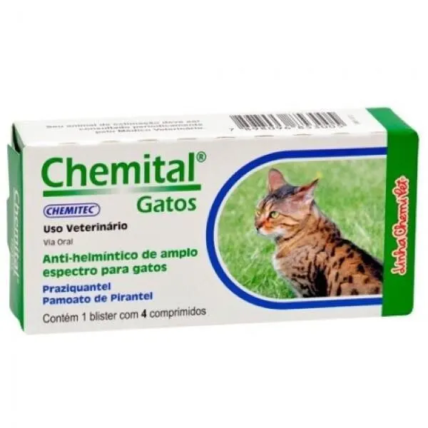 Vermífugo para Gatos Chemital com 4 Comprimidos