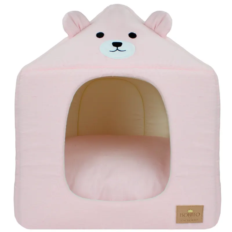Casinha Bonito pra Cachorro Coração Ursinho Rosa U