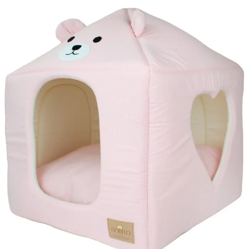 Casinha Bonito pra Cachorro Coração Ursinho Rosa U