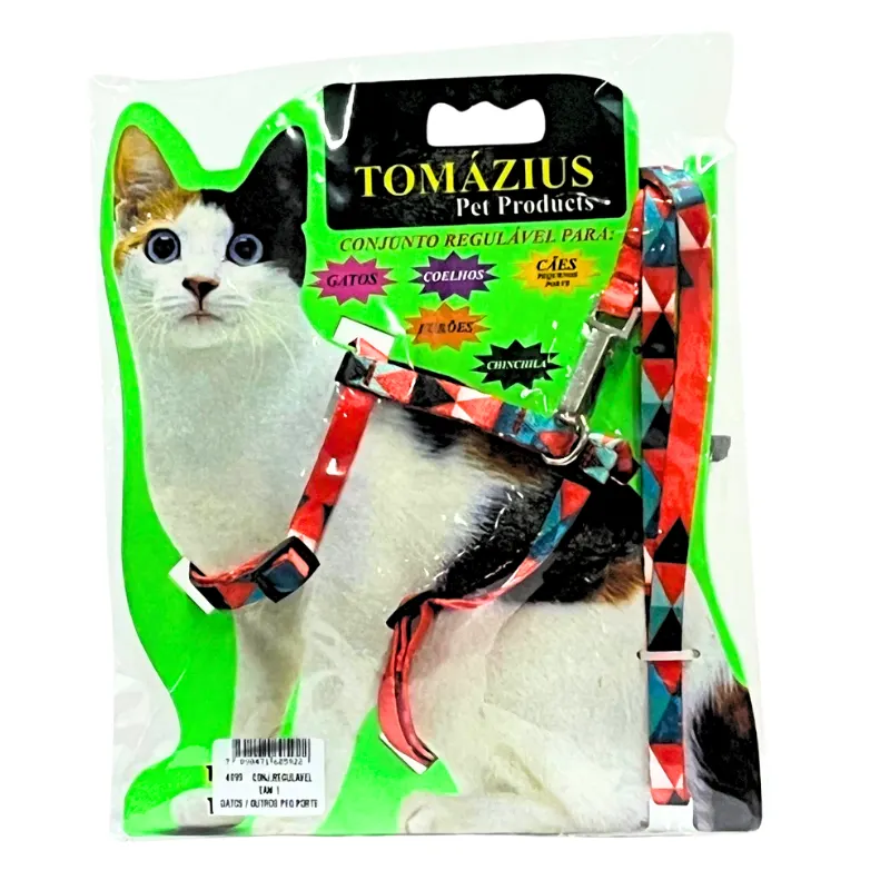 Conjunto Guia e Peitoral para Gatos Regulavel 01