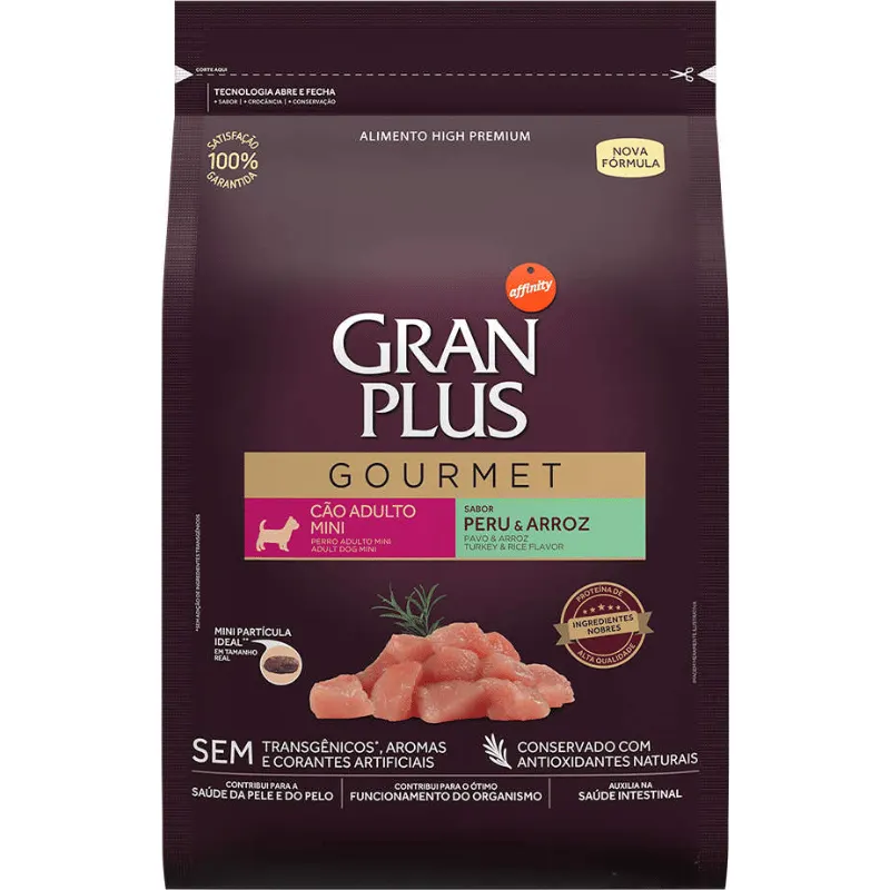Ração GranPlus Cão Gourmet Adulto Mini Peru e Arroz