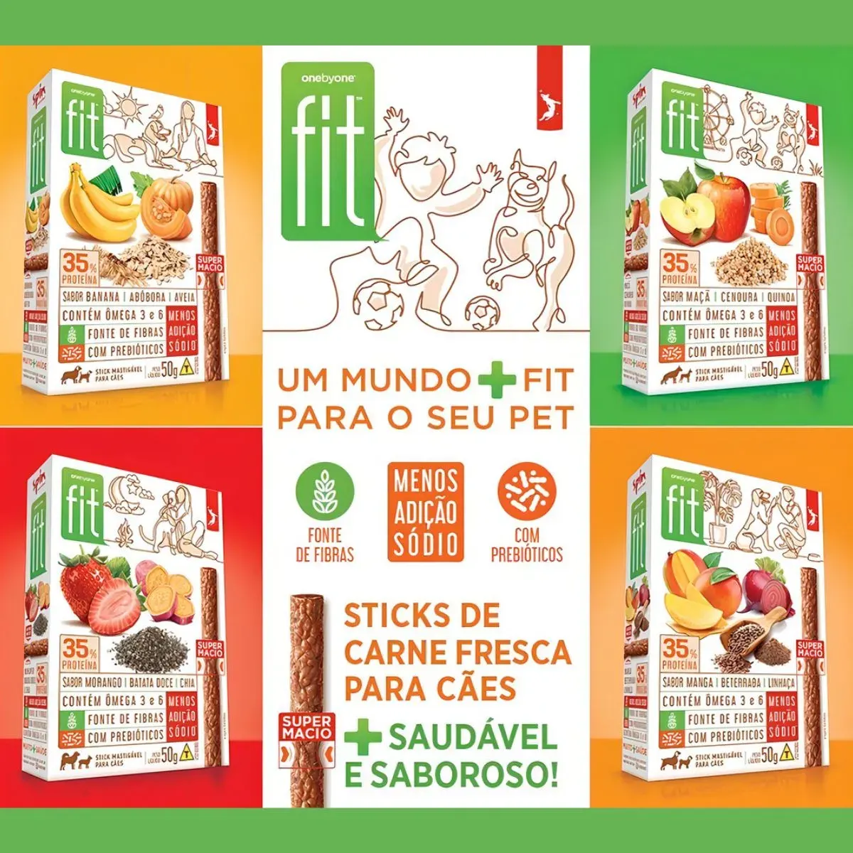 Petiscos Para Cães Stick Fit Spin Fit - 50g - Pessêgo + Brócolis + Grão de Bico