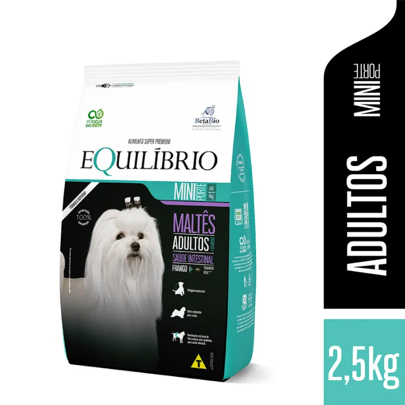 Ração Equilíbrio Maltês para Cães Adultos de Porte Pequeno Sabor Frango 2,5 Kg