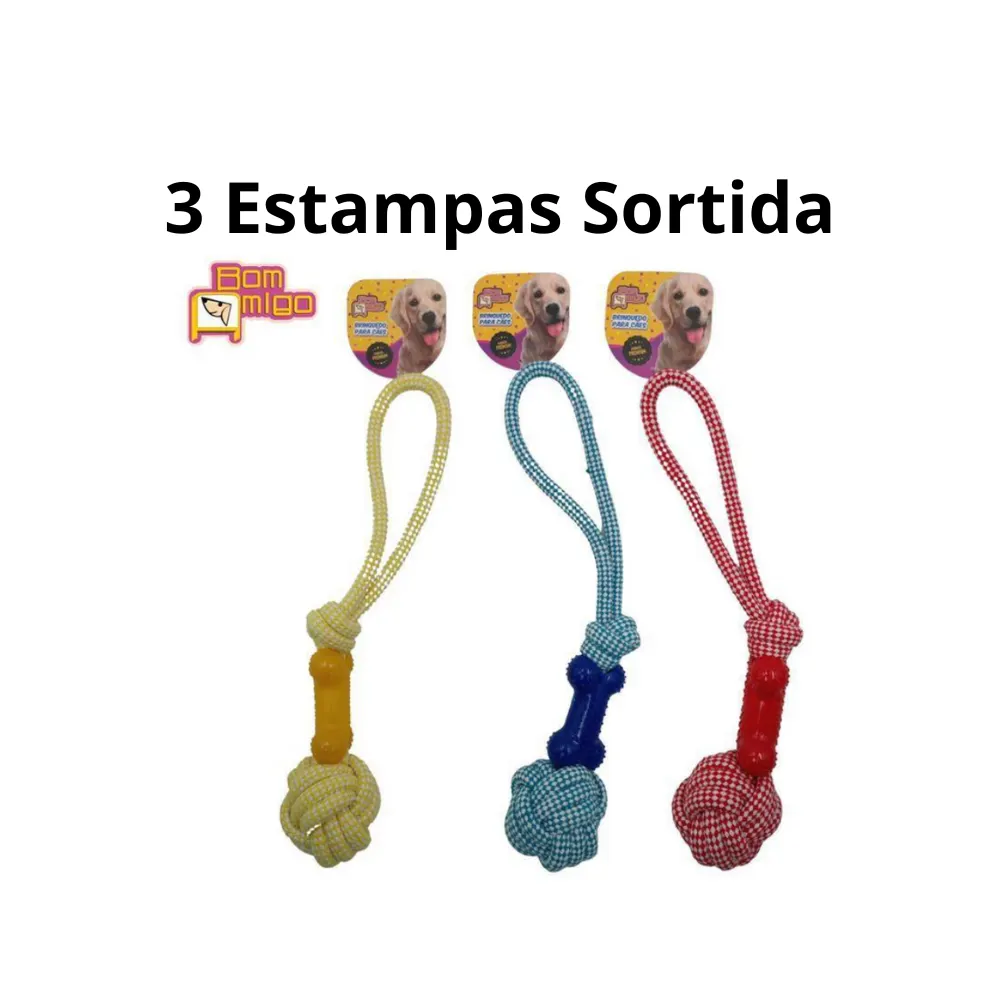 Brinquedo Dog Corda Bola Osso Para Cães