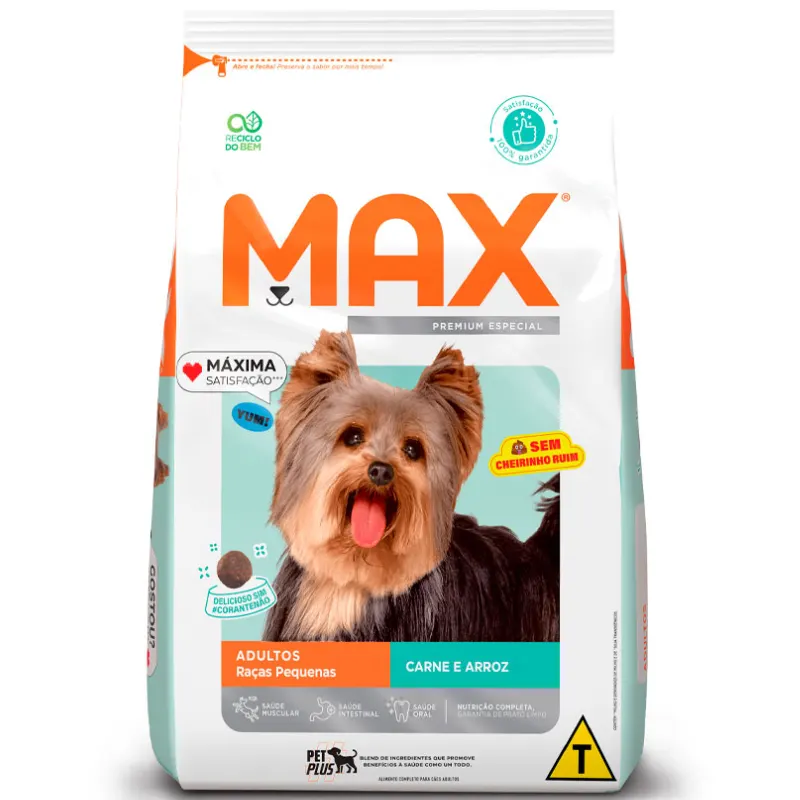 Ração Max Cães Adultos Porte Pequeno Carne e Arroz 10,1 Kg