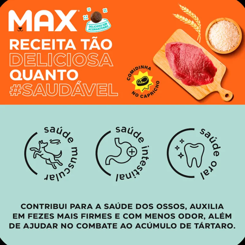 Ração Max Cães Adultos Porte Pequeno Carne e Arroz 10,1 Kg