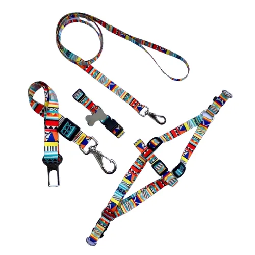 Kit Completo Passeio tam. G (Coleira, guia, peitoral, cinto) Máfia Pet