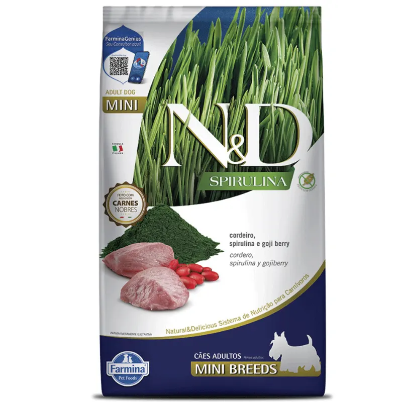 Ração N&D Spirulina Cães Adultos Mini e Cordeiro 7 Kg