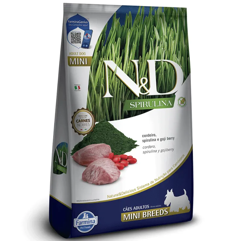 Ração N&D Spirulina Cães Adultos Mini e Cordeiro 7 Kg