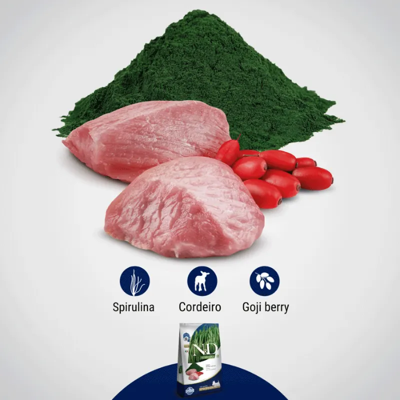 Ração N&D Spirulina Cães Adultos Mini e Cordeiro 7 Kg