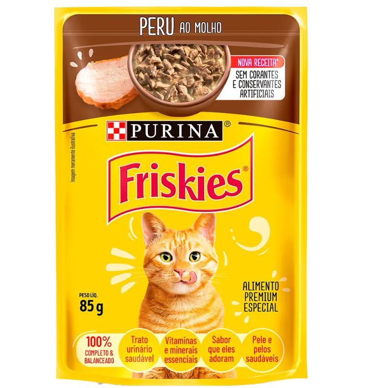 Friskies Sachês para Gatos Adultos Sabor Peru 85g