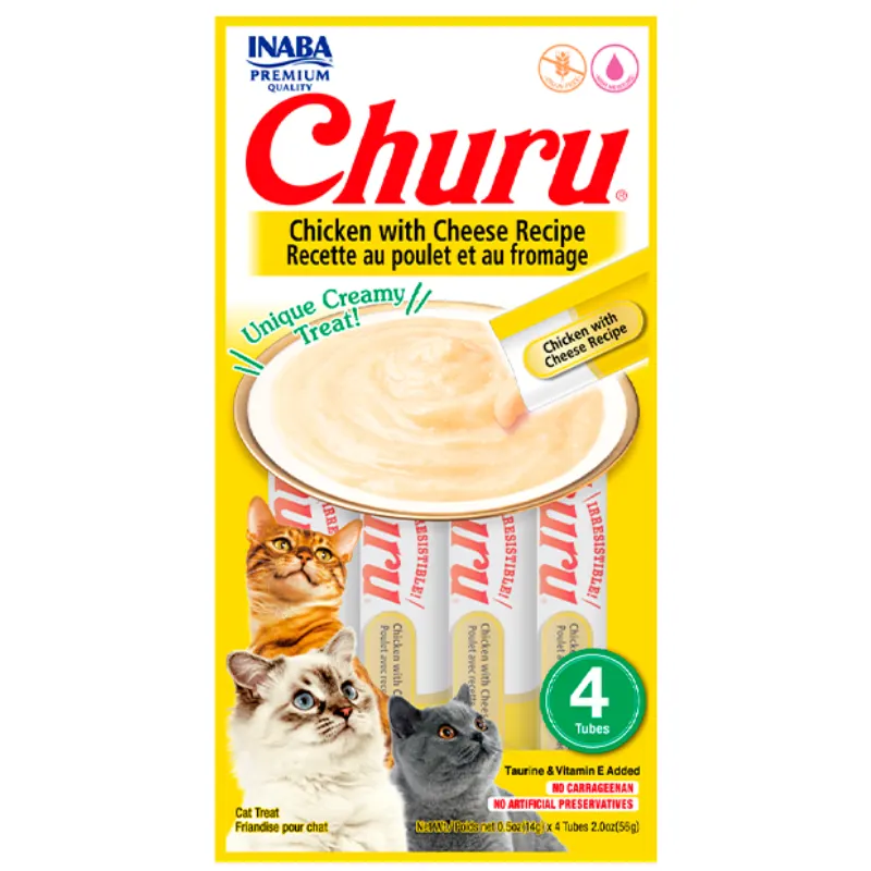 Snack Purê Churu Galinha com Queijo para Gatos 56g