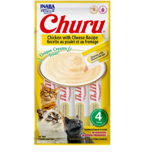 Snack Purê Churu Galinha com Queijo para Gatos 56g