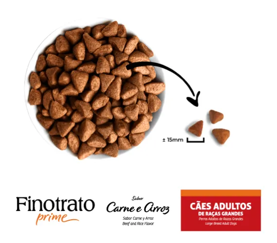 Ração Finotrato Prime Carne e Arroz Cães Adultos de Raças Grandes