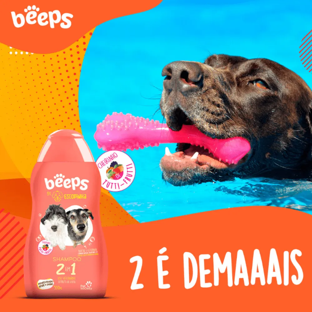 Shampoo Beeps Estopinha 2 em 1 para Cães e Gatos 500ml