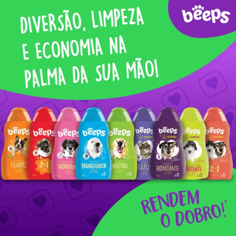 Shampoo Beeps Estopinha 2 em 1 para Cães e Gatos 500ml