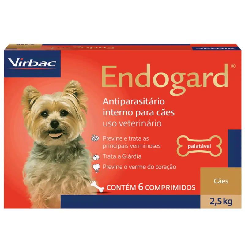 Antiparasitário Virbac Endogard para Cães de Até 2,5 kg com 2 Comprimidos