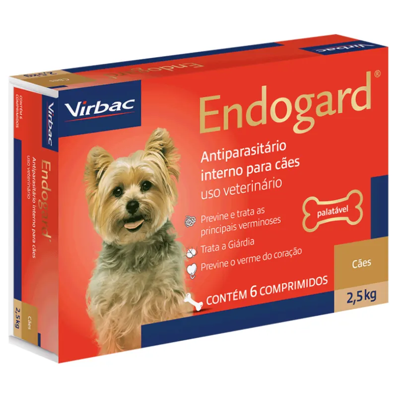 Antiparasitário Virbac Endogard para Cães de Até 2,5 kg com 2 Comprimidos