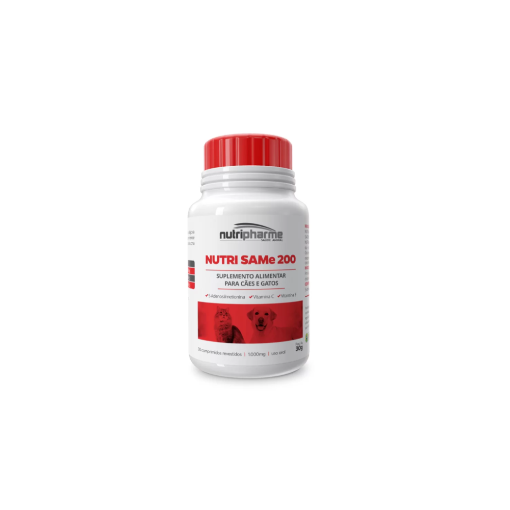 Suplemento Alimentar Nutripharme Nutri SAMe 200 Cães e Gatos 30 Comprimidos
